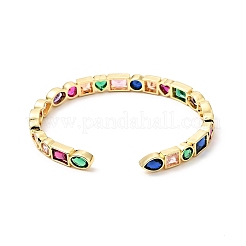 Cubic Zirconia Geometry Open Cuff Bangle&nbsp;BJEW-J165-13B-G