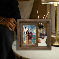 Double Sided Wooden Rotating Photo Frames with DIY Word Heart Charm&nbsp;DJEW-WH0076-006