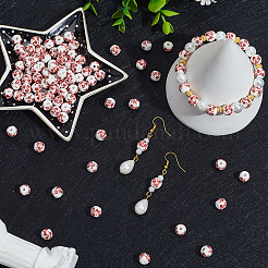 150Pcs Handmade Floral Printed Porcelain Beads&nbsp;PORC-PA0001-10