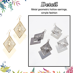 3 Pair 3 Color Alloy Rhombus Dangle Earrings for Women&nbsp;EJEW-FI0001-08