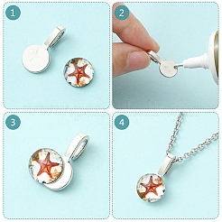 80Pcs 2 Colors Tibetan Style Alloy Glue On Flat Pad Pendant Bails&nbsp;TIBE-YW0002-12