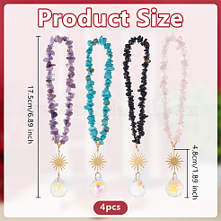 4Pcs Glass Round Car Pendant Decorations&nbsp;HJEW-OC00277