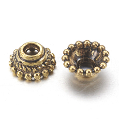 Apetalous Tibetan Style Alloy Flower Bead Caps&nbsp;X-TIBE-S223-AG-RS