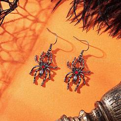 Alloy Rhinestone Spider Dangle Earrings&nbsp;EJEW-JE06655-01