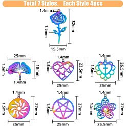 28Pcs 7 Style 304 Stainless Steel Pendants&nbsp;STAS-FH0001-71
