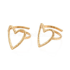 Ion Plating(IP) 304 Stainless Steel Heart Cuff Ring&nbsp;RJEW-N038-123LG