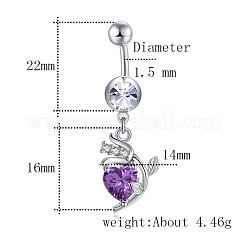 Brass Cubic Zirconia Navel Ring&nbsp;AJEW-EE0004-34B