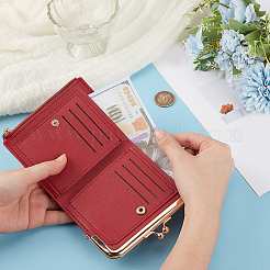 1Pc Rectangle PU Imitation Leather Coin Purses with Golden Tone Alloy Kiss Lock&nbsp;ABAG-CL0001-55B