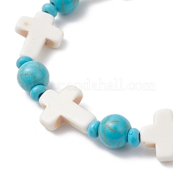 Synthetic Turquoise Beaded Stretch Bracelets for Men Women&nbsp;BJEW-JB12373-03