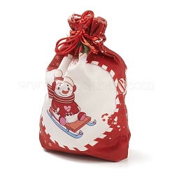 Christmas Theme Rectangle Cloth Bags with Jute Cord&nbsp;ABAG-P008-01A