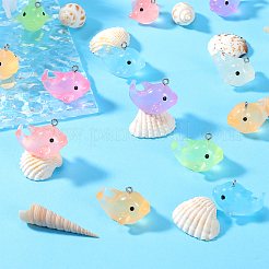 70Pcs 7 Colors Luminous Translucent Resin Pendants&nbsp;RESI-SZ0003-36