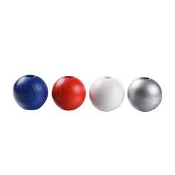 160 Pcs 4 Colors 4 July American Independence Day Painted Natural Wood Round Beads&nbsp;WOOD-LS0001-01B