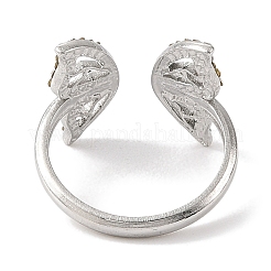 304 Stainless Steel Open Cuff Ring for Women&nbsp;RJEW-F166-11P-02
