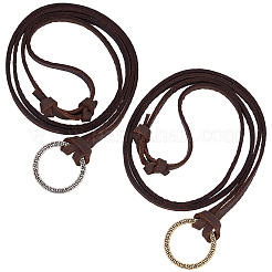 2Pcs 2 Colors Alloy Cowhide Leather Cords Neck Cord&nbsp;AJEW-GF0013-18