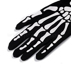 Long Polyester Skeleton Hand Horror Full Finger Gloves&nbsp;LS-AJEW-A045-01B