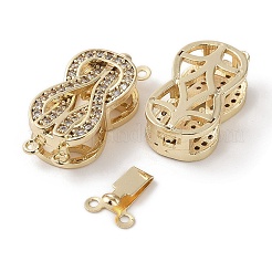 Brass Micro Pave Clear Cubic Zirconia Box Clasps Knot&nbsp;KK-G491-01G