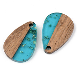 Transparent Resin & Walnut Wood Pendants&nbsp;X-RESI-S389-027A-B03
