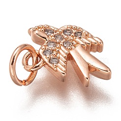 Brass Micro Pave Clear Cubic Zirconia Charms&nbsp;ZIRC-C020-48RG