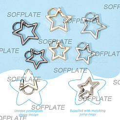 6Pcs 6 Styles Zinc Alloy Spring Gate Rings&nbsp;FIND-SP0003-80