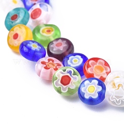 Flat Round Handmade Millefiori Glass Beads&nbsp;X1-LK-R004-55