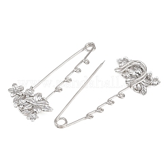 Flower 304 Stainless Steel Safety Pins Brooch Findings&nbsp;SA-CBA098D-14A-P04