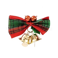Christmas Linen Big Bowknot with Iron Bell Decorations&nbsp;AJEW-S088-02A