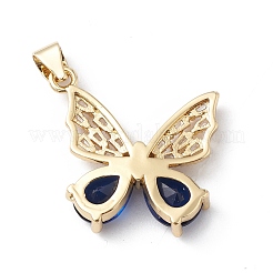Rack Plating Brass Micro Pave Clear Cubic Zirconia Pendants&nbsp;KK-H434-30G-B