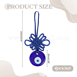 4Pcs Handmade Lampwork Evil Eye with Flat Round Pendant Decorations&nbsp;HJEW-ME00103
