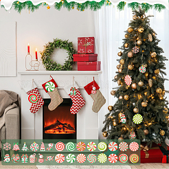 Christmas Wooden Pendant Decorations and Paper Flag Banners&nbsp;AJEW-NB0006-09