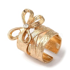 Alloy Rhinestone Bowknot Wide Open Cuff Rings for Women&nbsp;RJEW-S412-07KCG
