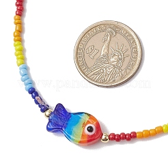 Boho Handmade Lampwork Fish & Colorful Glass Seed Beaded Necklaces for Women&nbsp;NJEW-TA00199