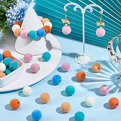 48Pcs 6 Styles Flocky Plastic Beads&nbsp;KY-SC0002-47A