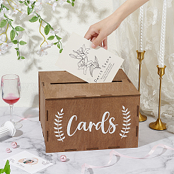 Word Card Printed Wood Wedding Card Storage Boxes&nbsp;CON-WH0090-75A