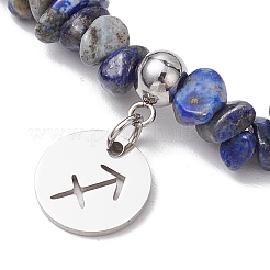 Natural Lapis Lazuli Chip Beaded Stretch Bracelets&nbsp;BJEW-JB11133-11