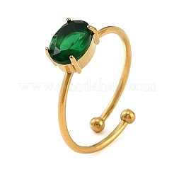 304 Stainless Steel Pave Single Cubic Zirconia Cuff Rings for Women&nbsp;SA-CBAABBA-08A-G