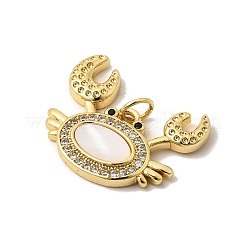 Brass Micro Pave Clear Cubic Zirconia Pendants&nbsp;KK-A296-20G