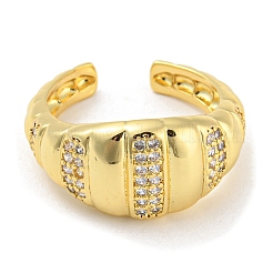 Brass Micro Pave Cubic Zirconia Open Cuff Ring&nbsp;RJEW-C033-11G