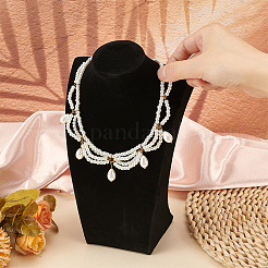 Velvet with Wood Bust Necklace Display Stands&nbsp;NDIS-WH0016-06