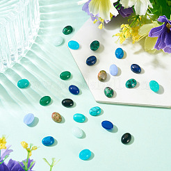 26Pcs 13 Styles Synthetic Blue Lace Agate & Black Stone & Natural White Jade & Amazonite & Unakite Cabochons&nbsp;G-TA0003-28B