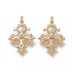 Brass Micro Pave Clear Cubic Zirconia Pendants&nbsp;ZIRC-L091-052G