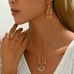 Ethnic Style Brass Micro Pave Cubic Zirconia Hollow Moon Earrings & Necklaces & Rings Sets for Women&nbsp;QY6232