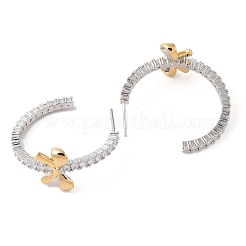 Rack Plating Brass with Cubic Zirconia Stud Earrings for Women&nbsp;EJEW-G394-13GP