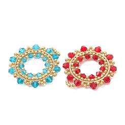 4Pcs 4 Colors Imitate Austrian Crystal Bicone Glass & Seed Glass Pendants&nbsp;PALLOY-MZ01305