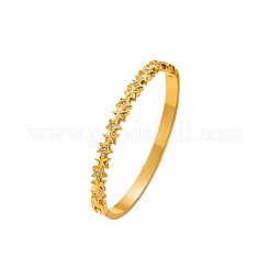 304 Stainless Steel Micro Pave Clear Cubic Zirconia Star Hinged Cuff Bangles for Women&nbsp;WG9322F-02