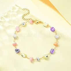 Handmade Shell Nugget Beaded Chains Anklets&nbsp;AJEW-AN00544