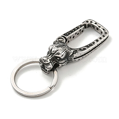 Tibetan Style 316 Surgical Stainless Steel Fittings with 304 Stainless Steel Key Ring&nbsp;FIND-Q101-10AS-01
