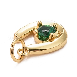Rack Plating Brass Green Cubic Zirconia Pendants&nbsp;KK-M229-27G