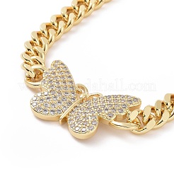 Clear Cubic Zirconia Butterfly Link Bracelet&nbsp;BJEW-B068-07