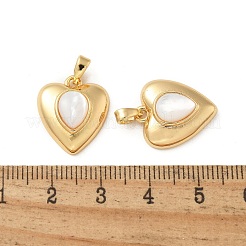 Brass Pave White Shell Pendants&nbsp;KK-R210-08G