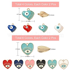 20Pcs 10 Style Rack Plating Alloy Enamel Pendants&nbsp;ENAM-SZ0002-62